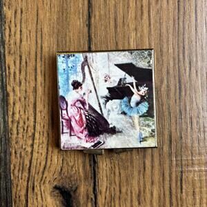 Vintage Ballerina Compact Mirror Gold‎ Tone Double Mirror Purse Compact Vanity
